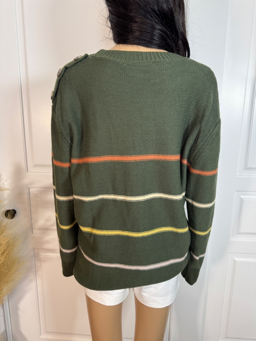 DAVI & DANI ARMY GREEN STRIPE CABLE KNIT SWEATER SIZE LARGE - NWT - Picture 13 of 14